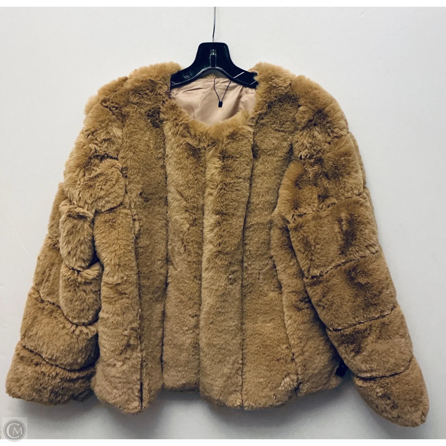 Coat Faux Fur & Sherpa By Cmc In Tan, Size: L