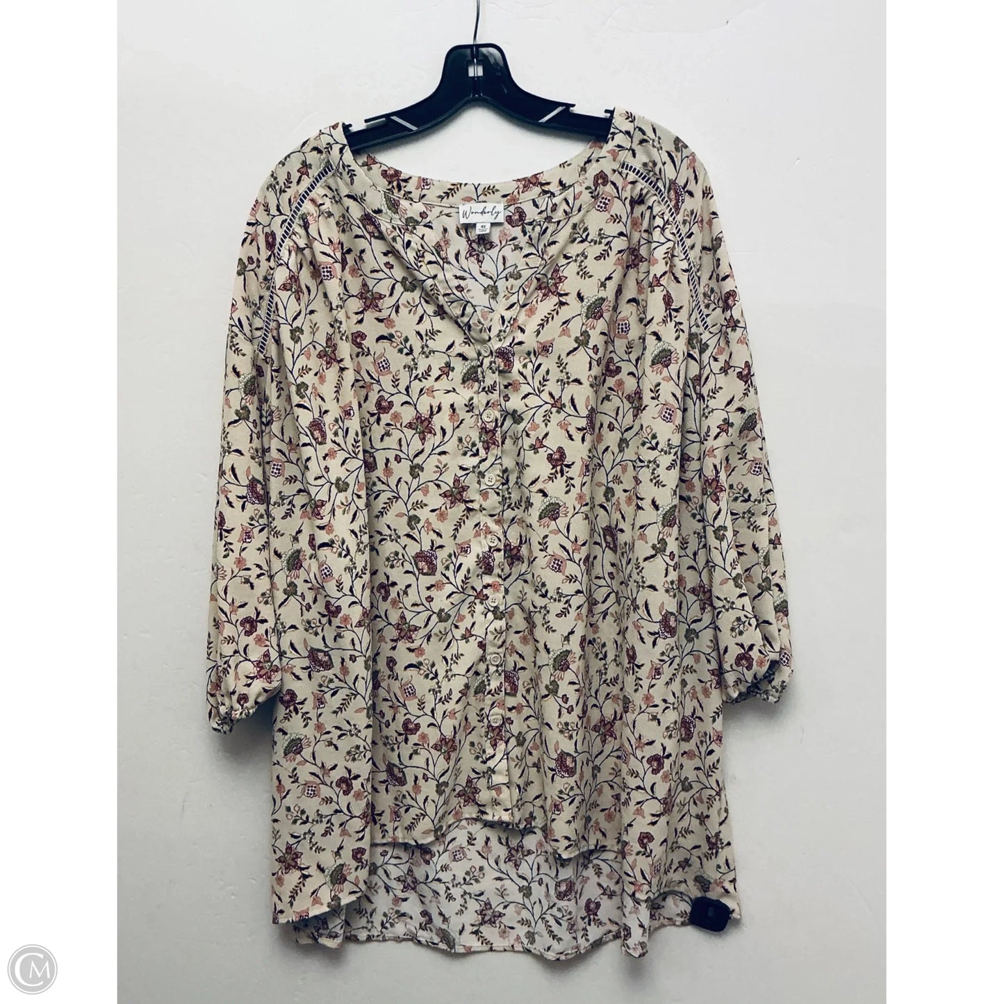 Top Short Sleeve By Wonderly In Floral Print, Size: 4x