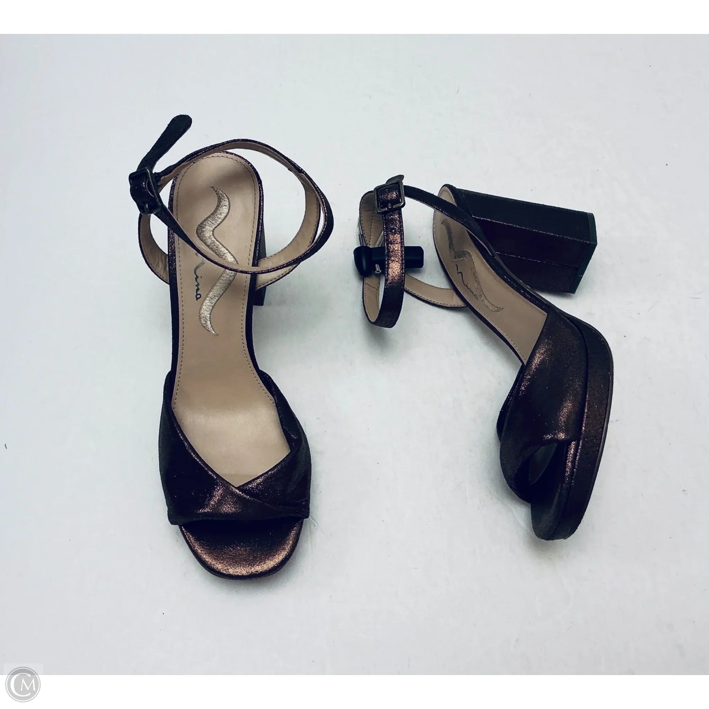 Sandals Heels Block By Nina In Brown, Size: 6.5