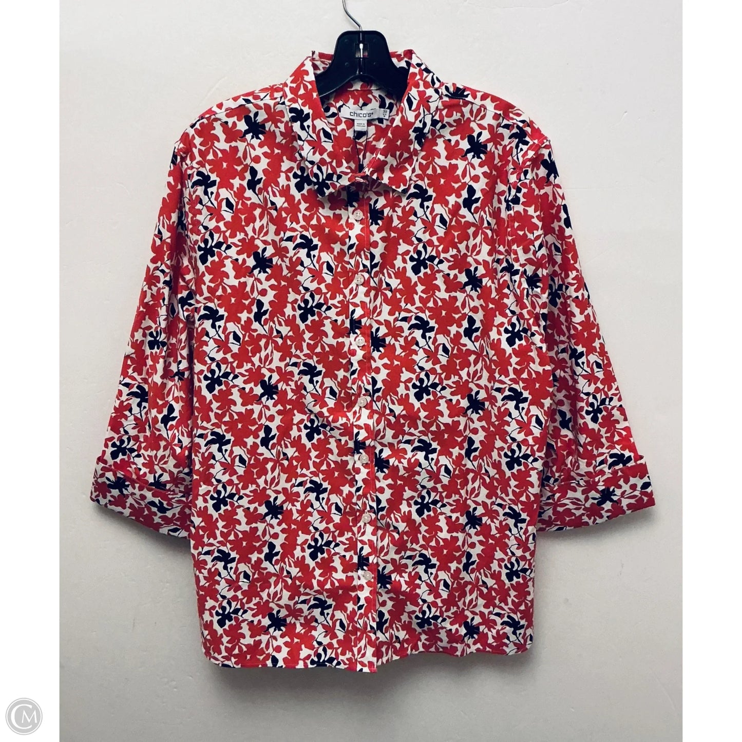 Top Short Sleeve By Chicos In Red, Size: Xxl