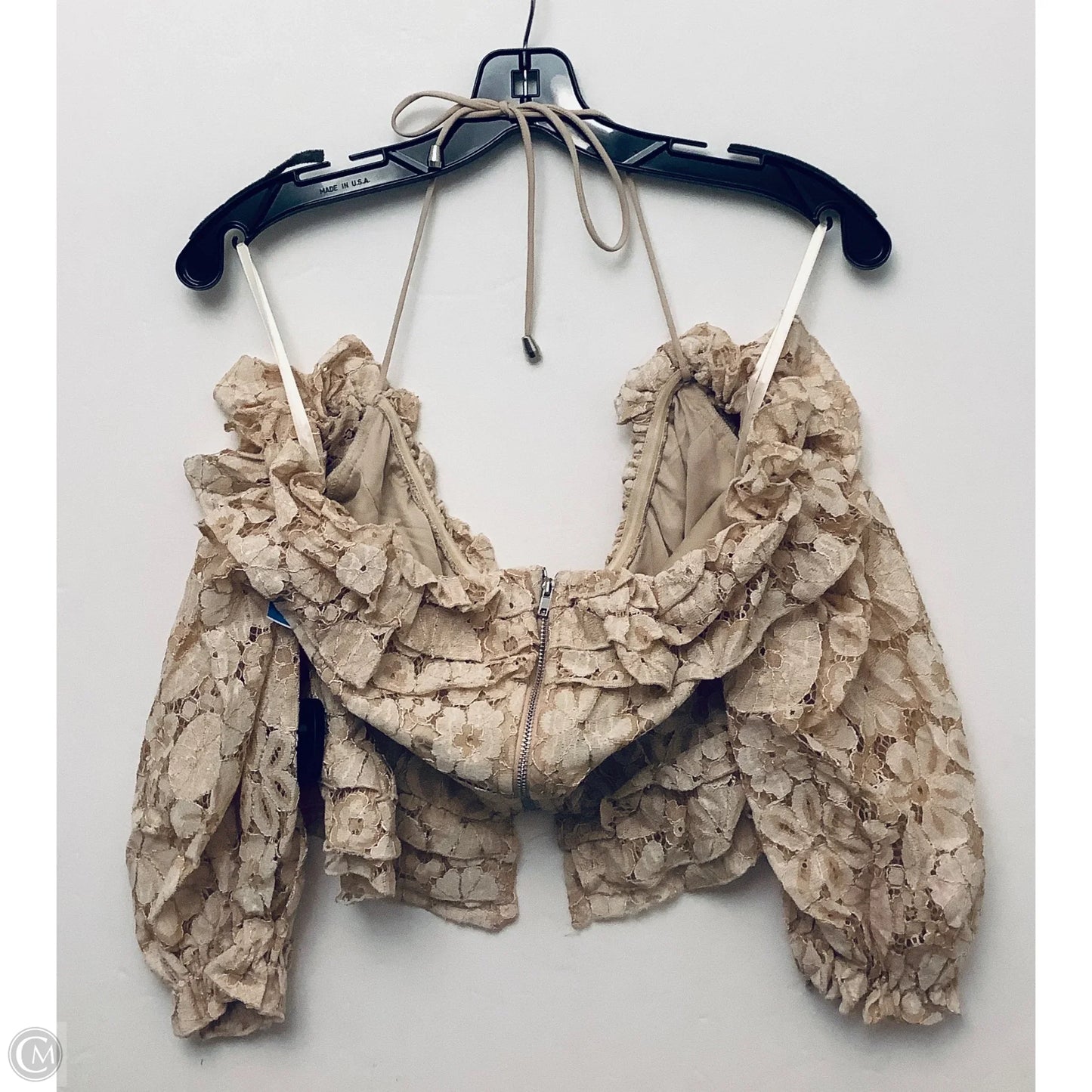 Top Long Sleeve By Cmc In Tan, Size: L