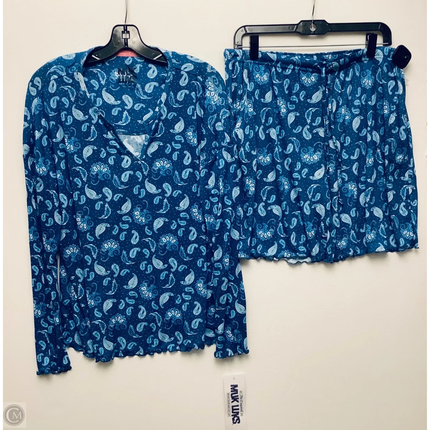 Pajamas 2pc By Muk Luks In Blue, Size: L