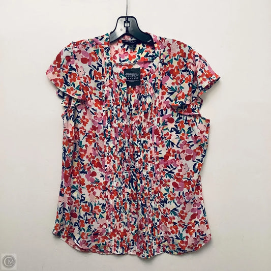 Top Short Sleeve By Simply Styled In Floral Print, Size: L