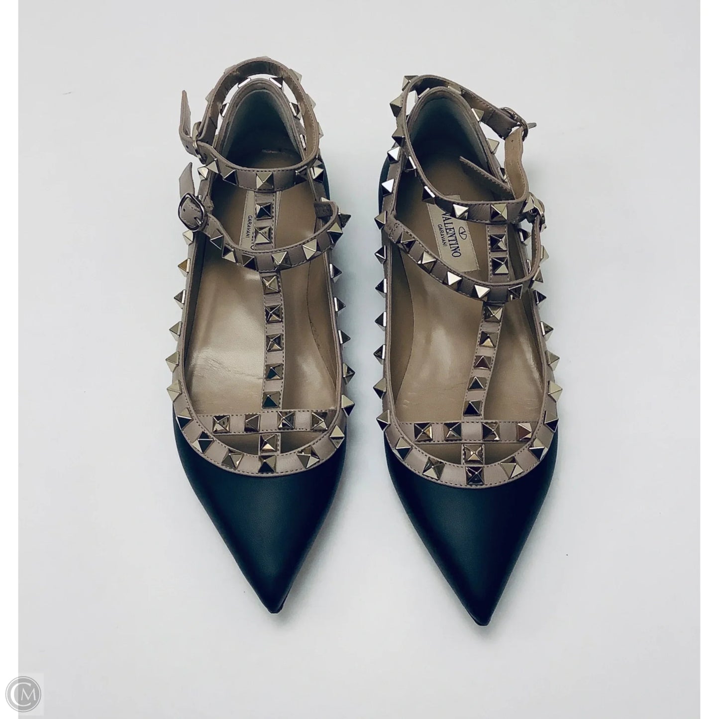 Shoes Luxury Designer By Valentino-garavani In Black & Tan, Size: 6