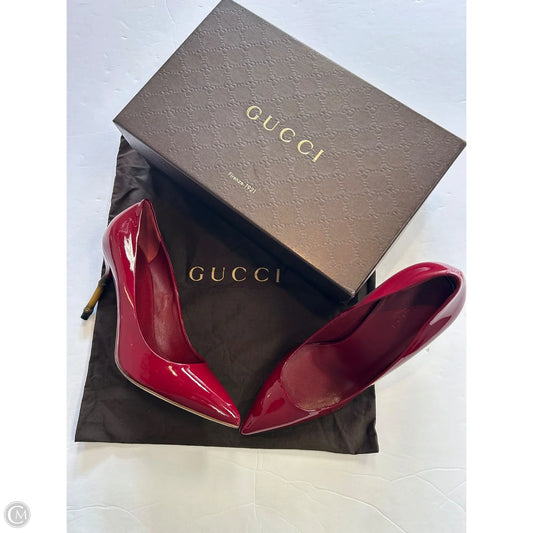 Shoes Luxury Designer By Gucci In Red, Size: 9.5
