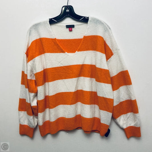 Sweater By Vince Camuto In Orange & White, Size: M
