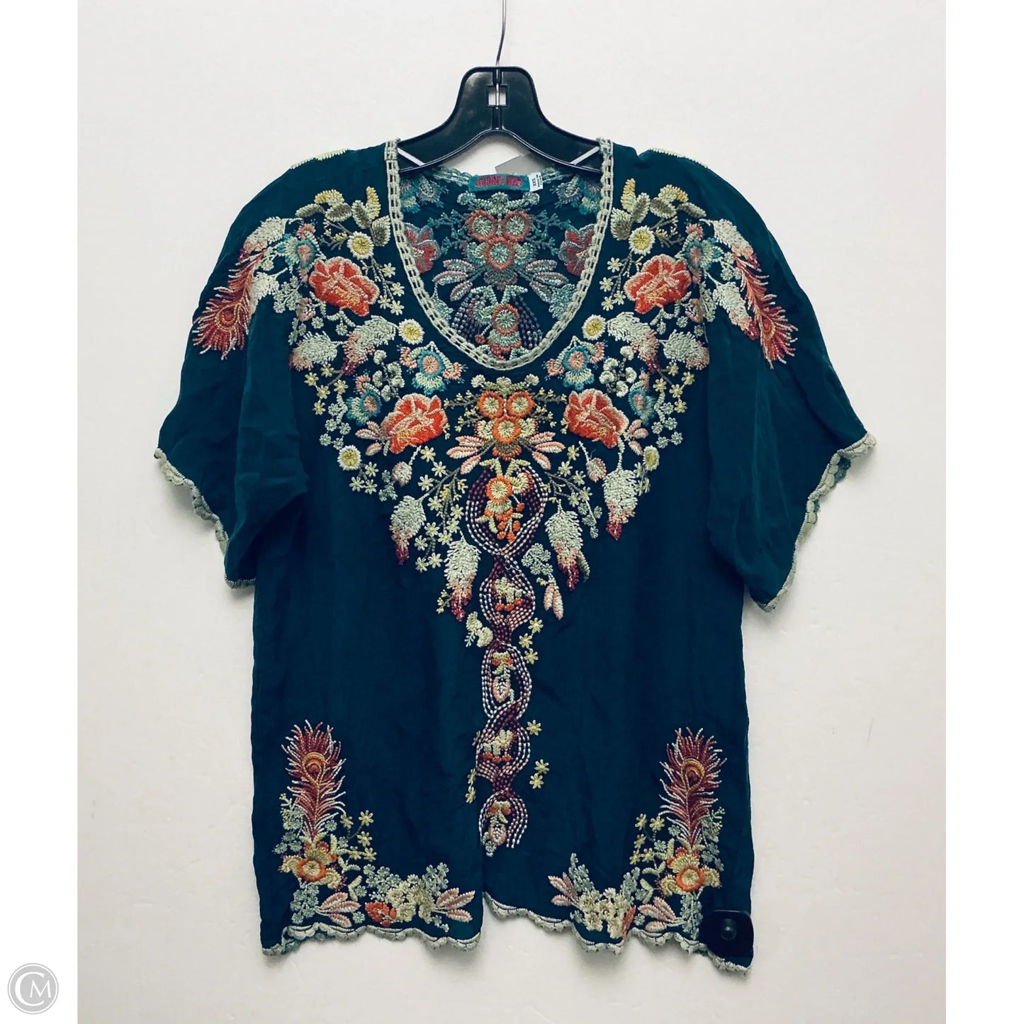 Top Short Sleeve By Johnny Was In Teal, Size: Xxs