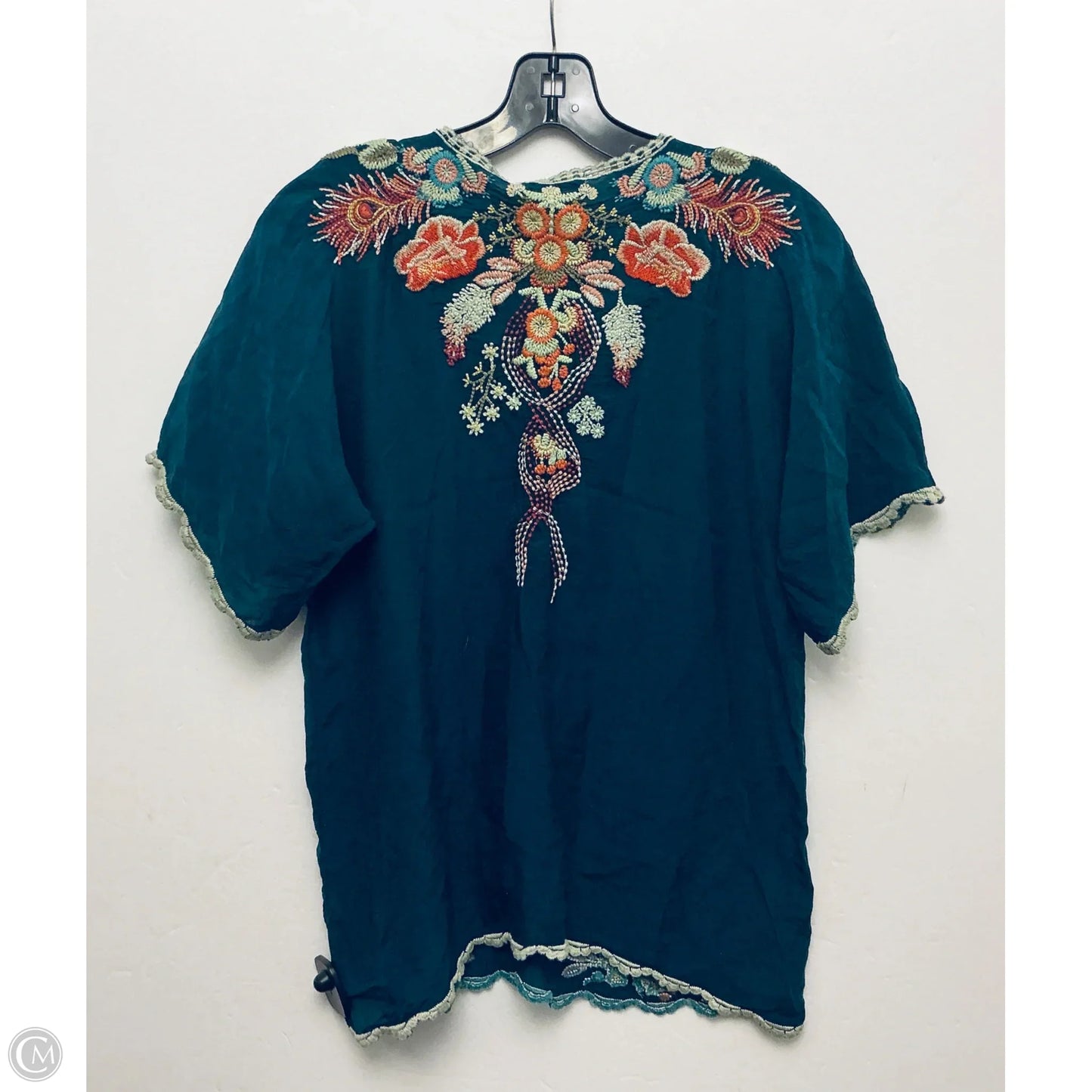 Top Short Sleeve By Johnny Was In Teal, Size: Xxs