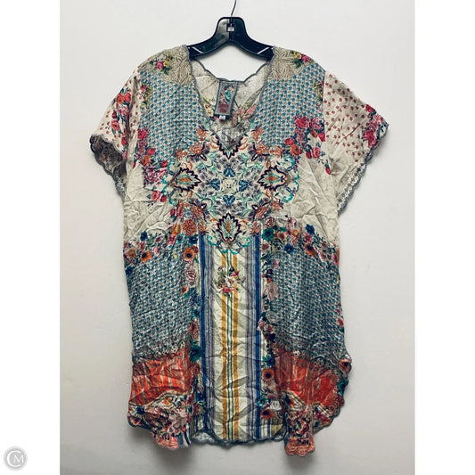 Top Short Sleeve By Johnny Was In Multi-colored, Size: Xxl