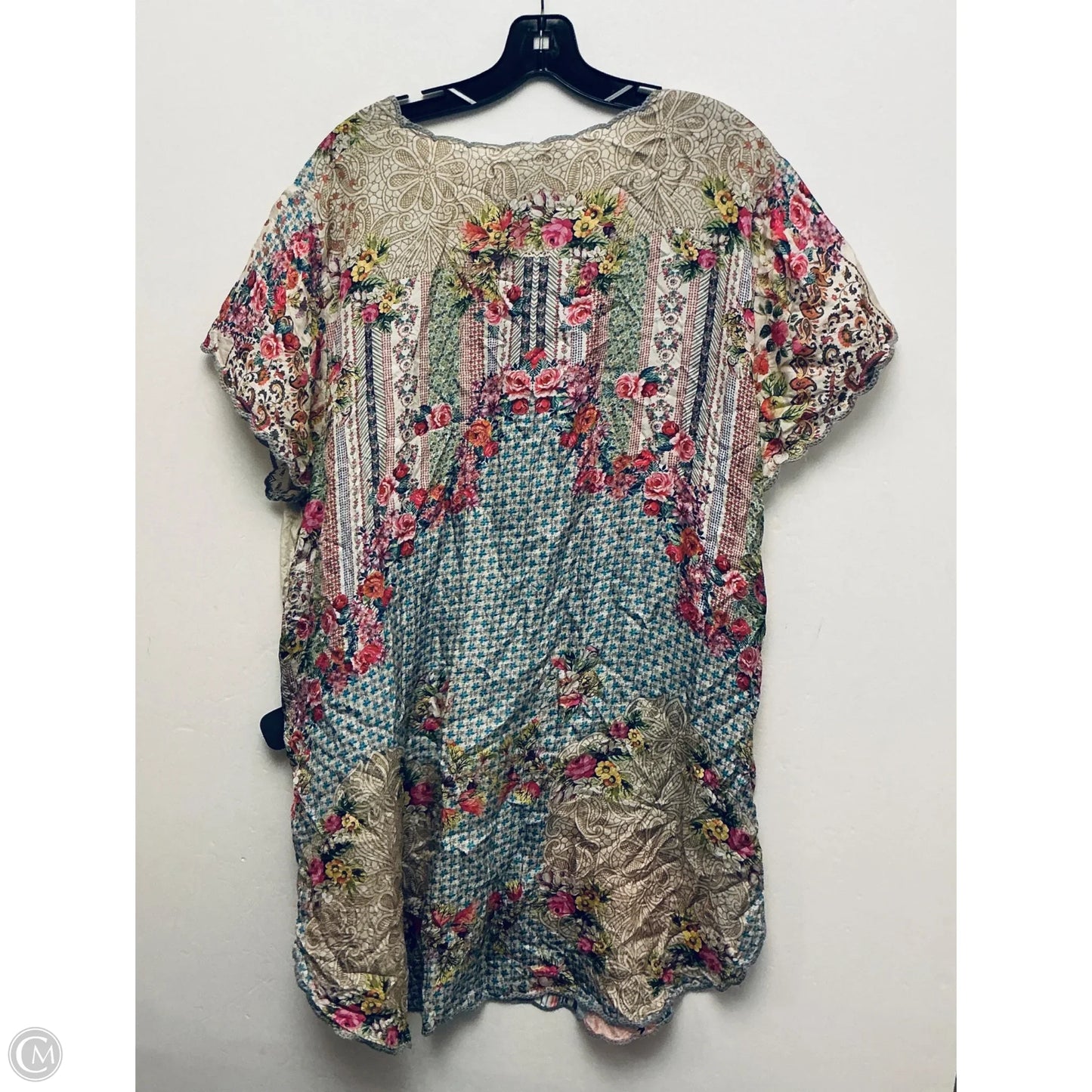Top Short Sleeve By Johnny Was In Multi-colored, Size: Xxl
