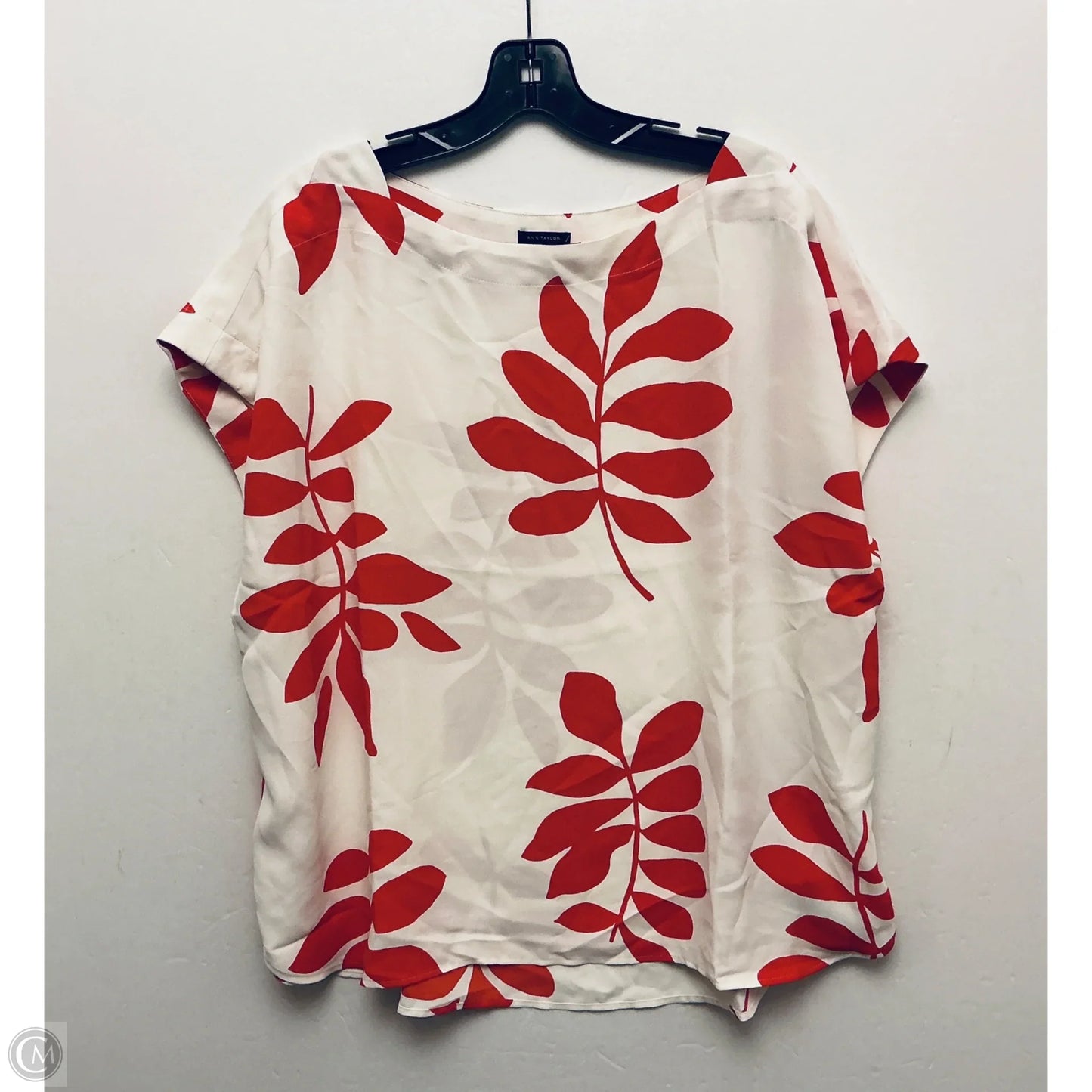 Top Short Sleeve By Ann Taylor In Red & White, Size: Xxl
