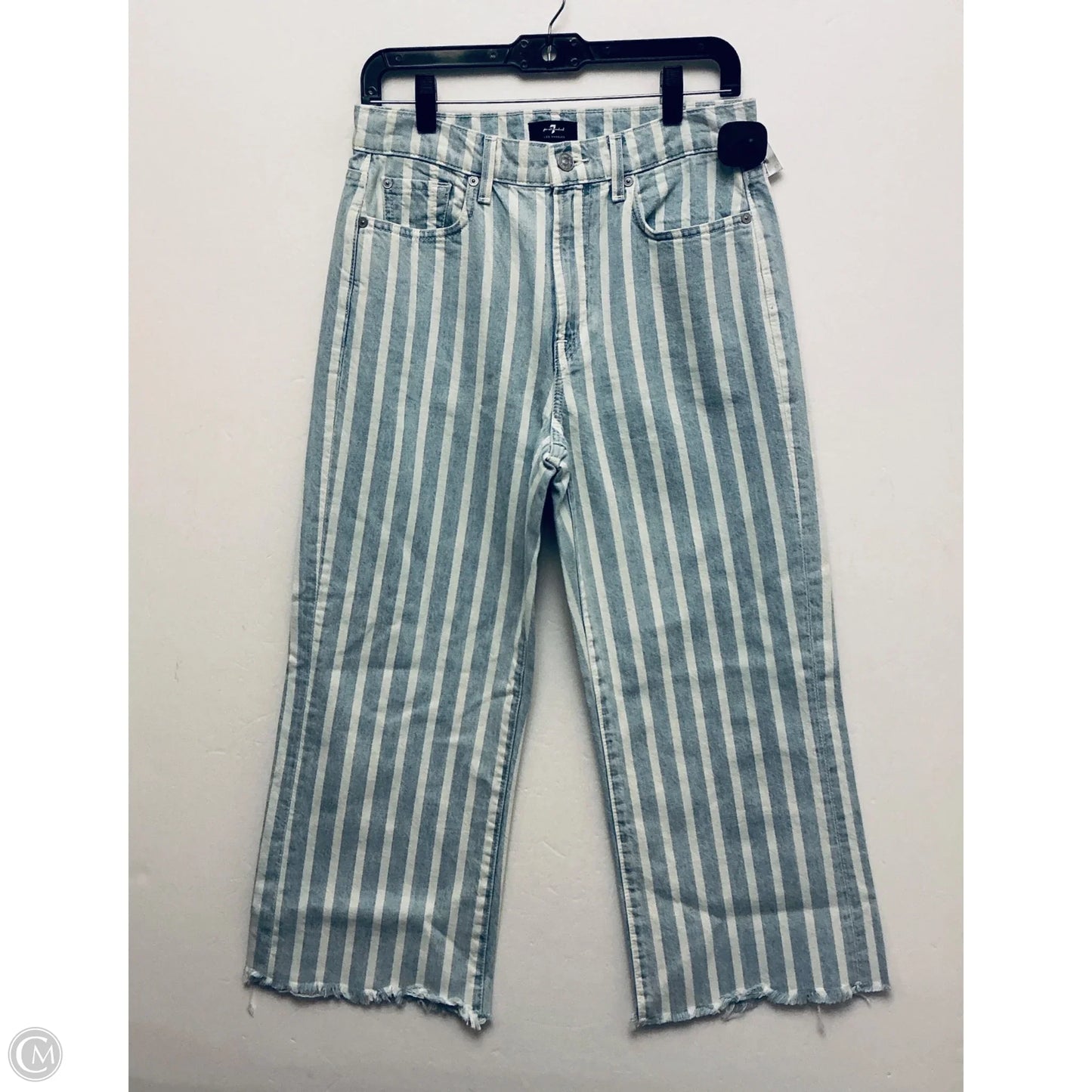 Jeans Cropped By 7 For All Mankind In Striped Pattern, Size: 4