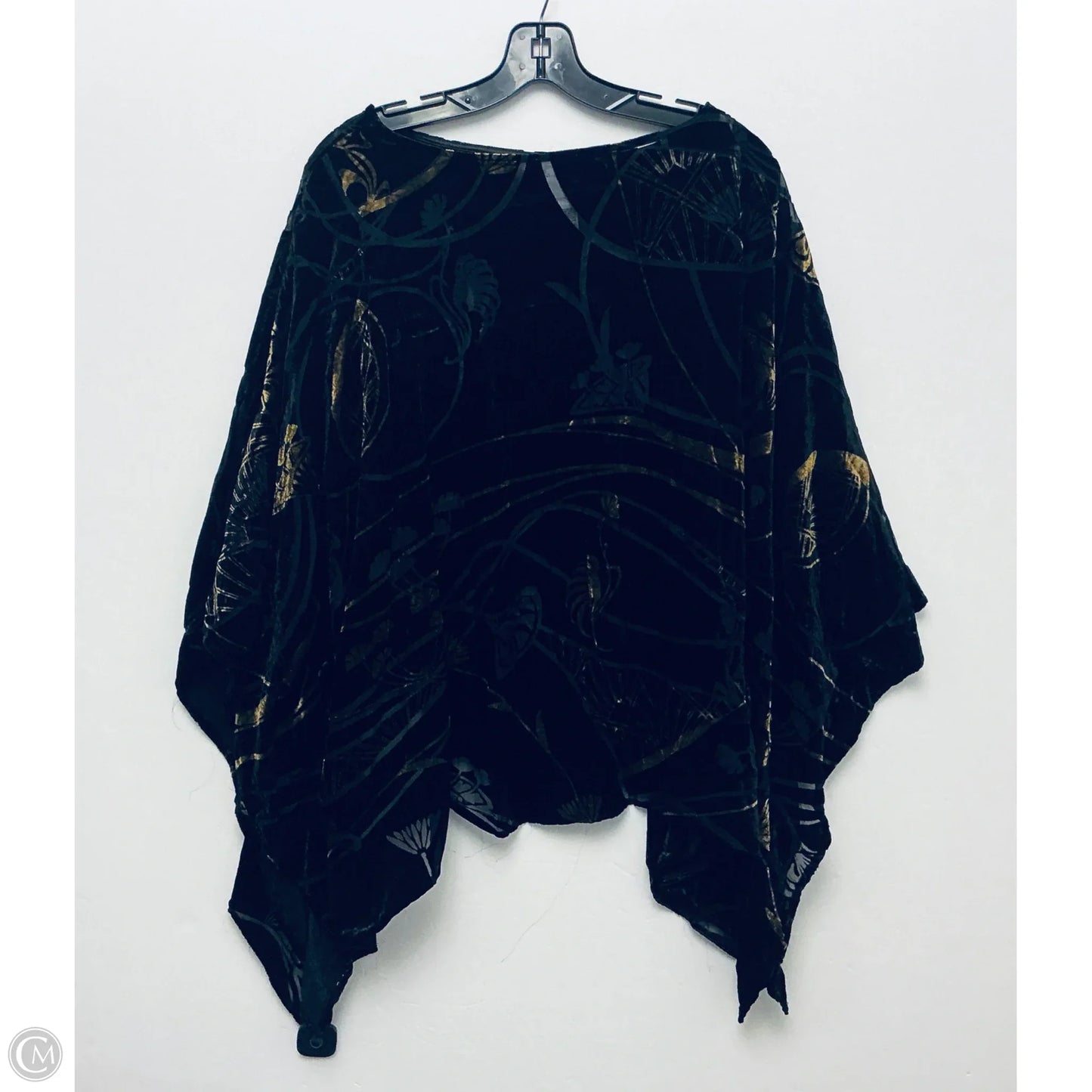 Top Short Sleeve By Chicos In Black & Gold, Size: L