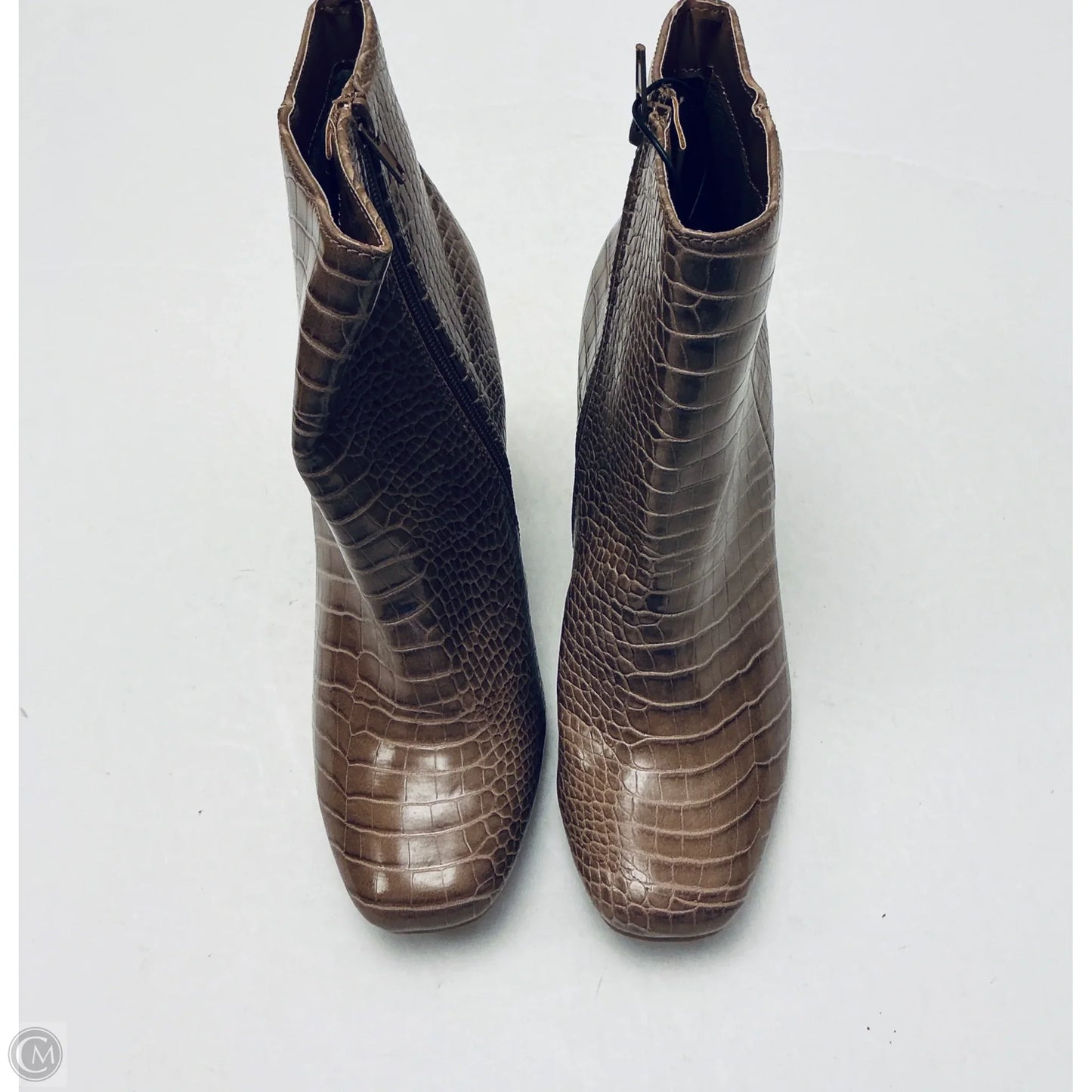 Boots Ankle Heels By Bamboo In Brown, Size: 10