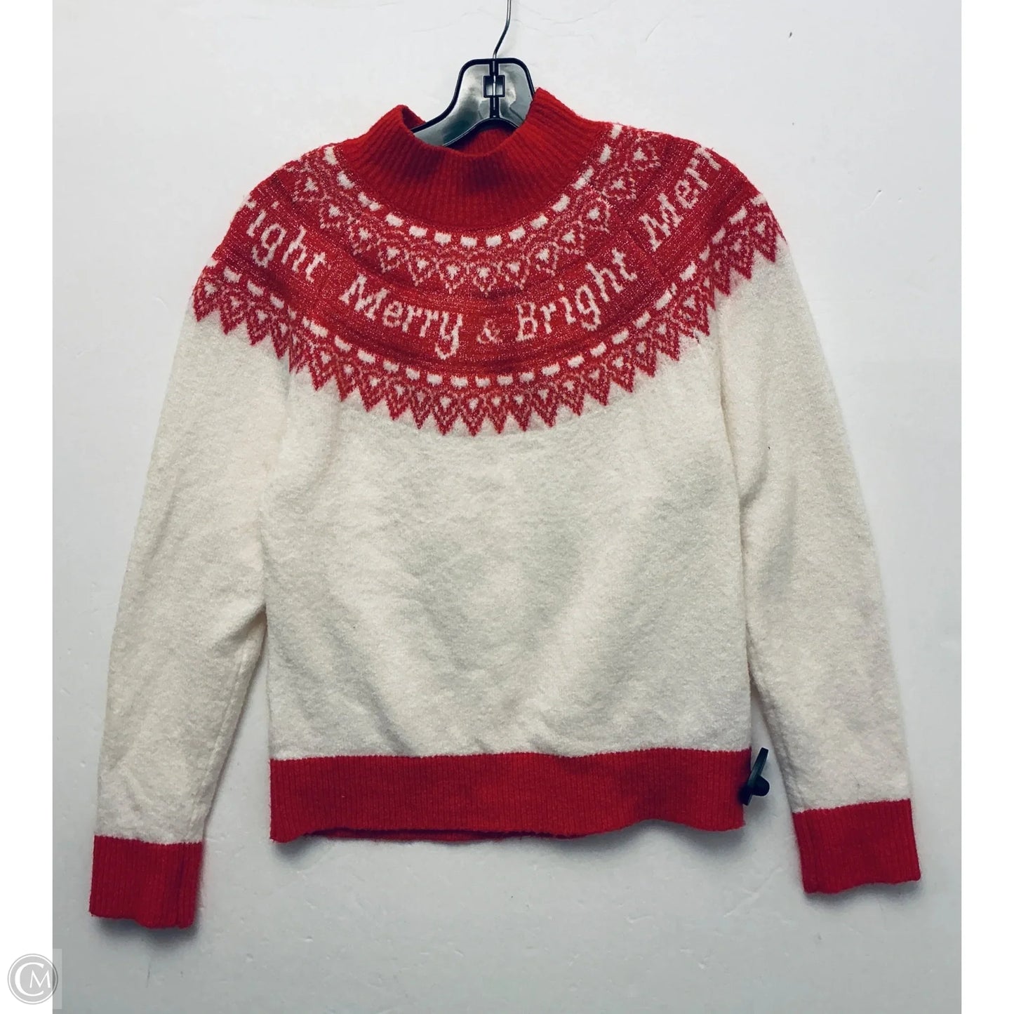 Sweater By Holiday Time In Red & White, Size: M