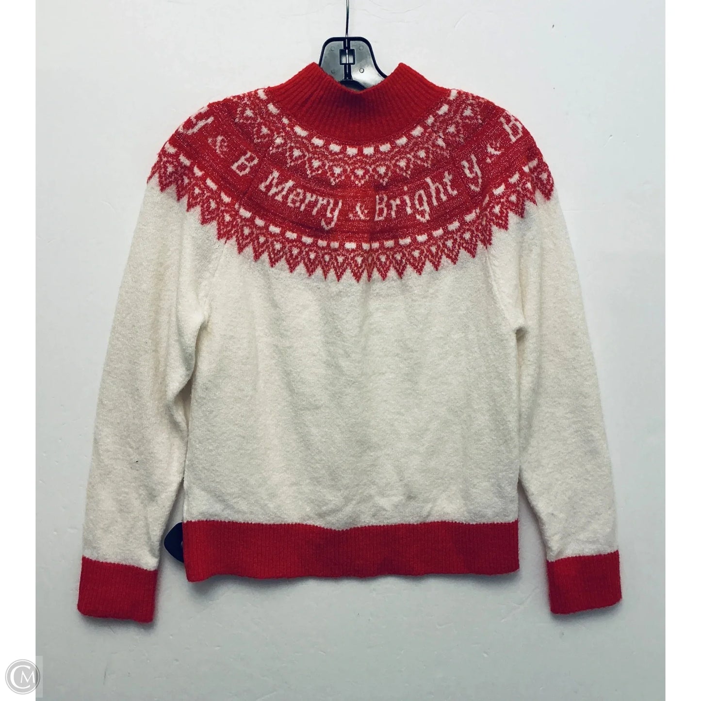 Sweater By Holiday Time In Red & White, Size: M