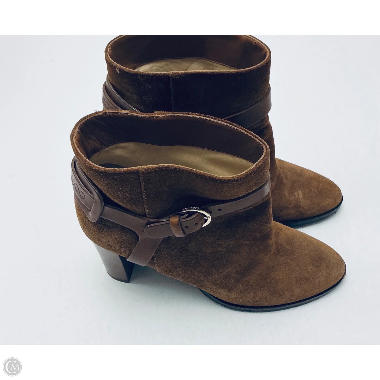 Boots Luxury Designer By Jimmy Choo In Brown, Size: 8.5