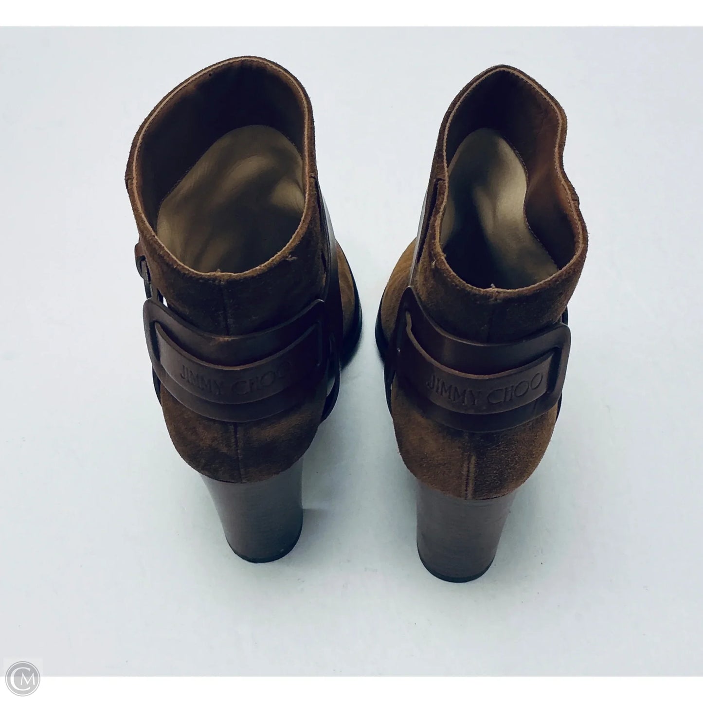 Boots Luxury Designer By Jimmy Choo In Brown, Size: 8.5