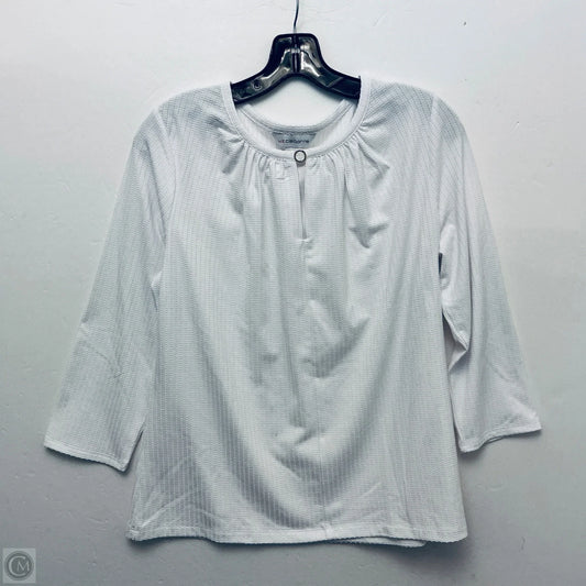 Top Long Sleeve By Liz Claiborne In White, Size: M