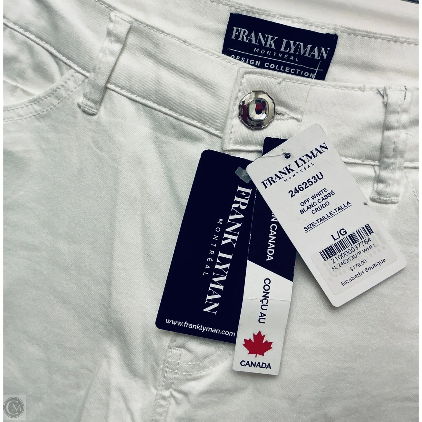 Jeans Straight By Frank Lyman In White Denim, Size: L