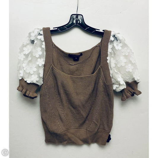 Top Short Sleeve By French Connection In Brown & White, Size: Xl