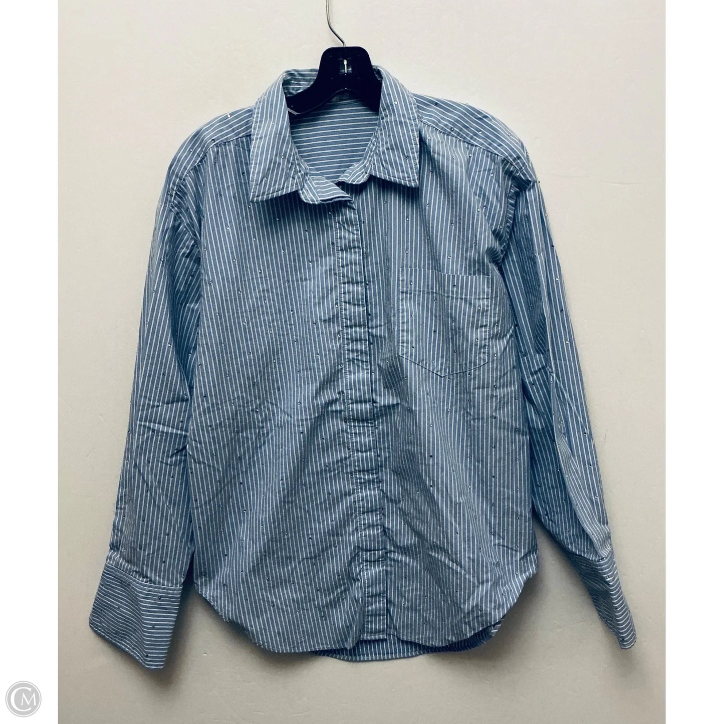 Top Long Sleeve By Good American In Striped Pattern, Size: L