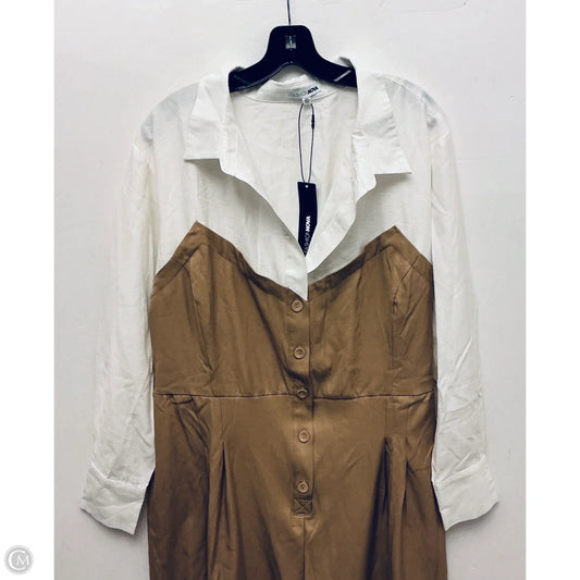 Jumpsuit By Fashion Nova In Tan & White, Size: 3x