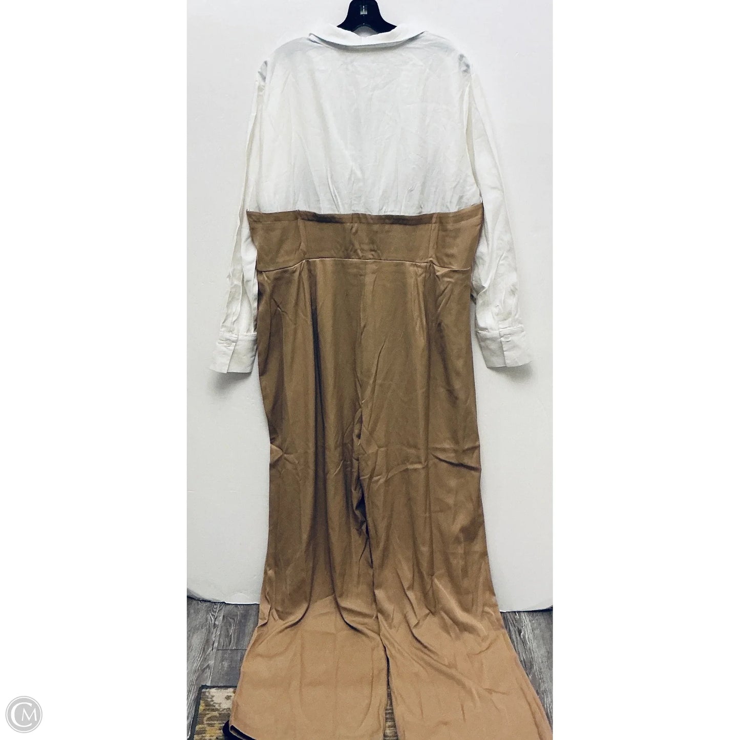 Jumpsuit By Fashion Nova In Tan & White, Size: 3x