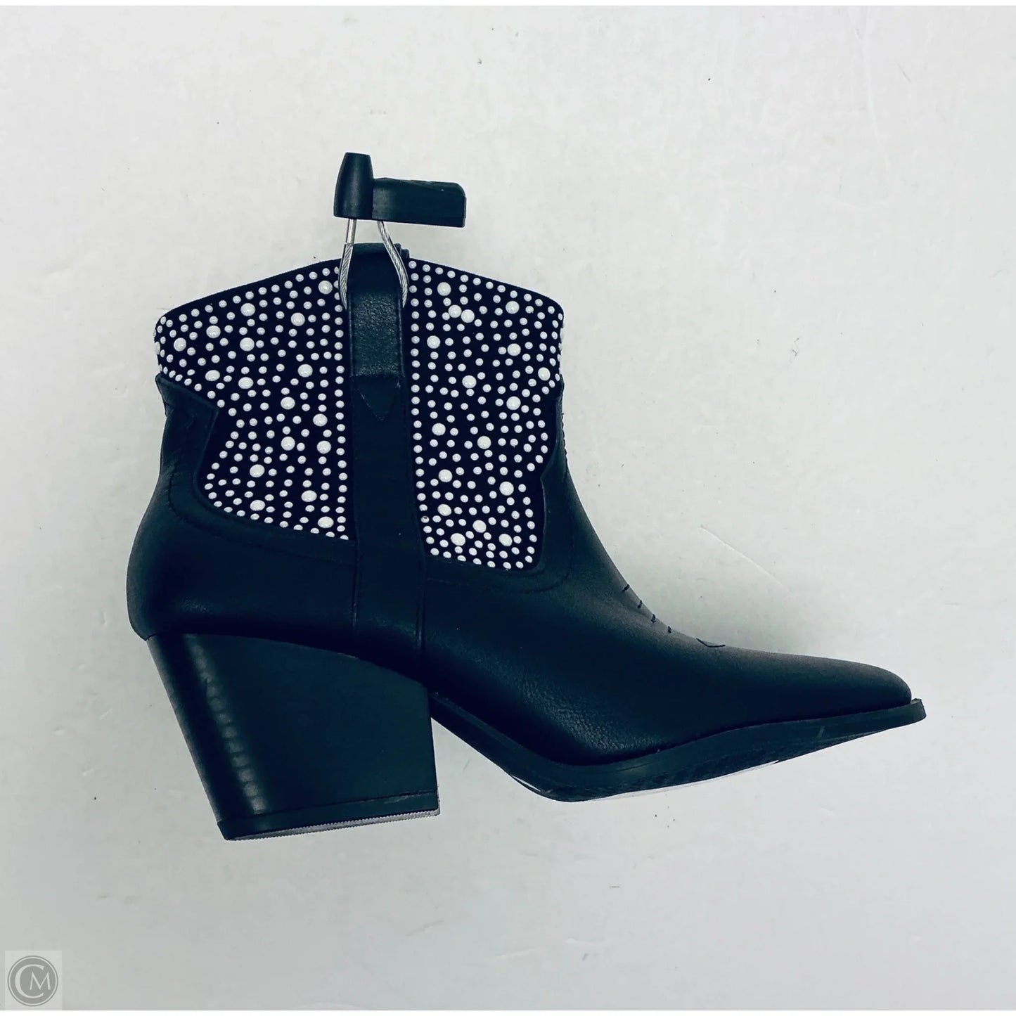 Boots Ankle Heels By Shein In Black & White, Size: 7