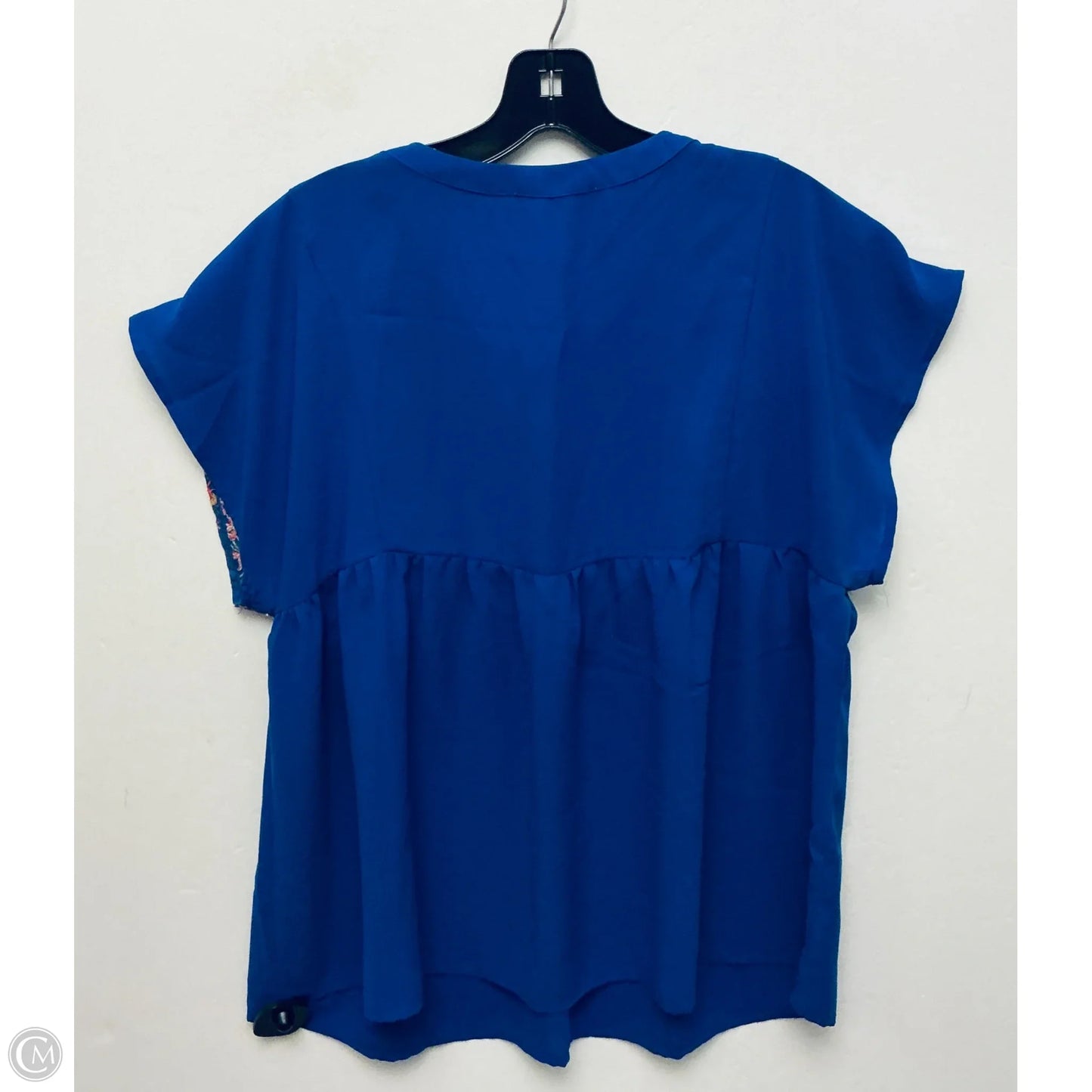 Top Short Sleeve By Savanna Jane In Blue, Size: L