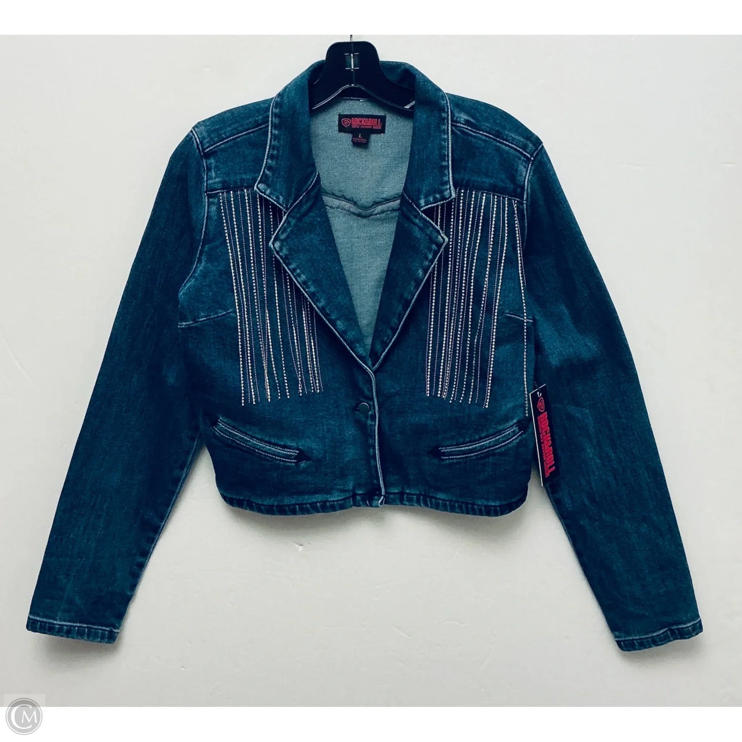Jacket Denim By Rock & Roll In Blue Denim, Size: L