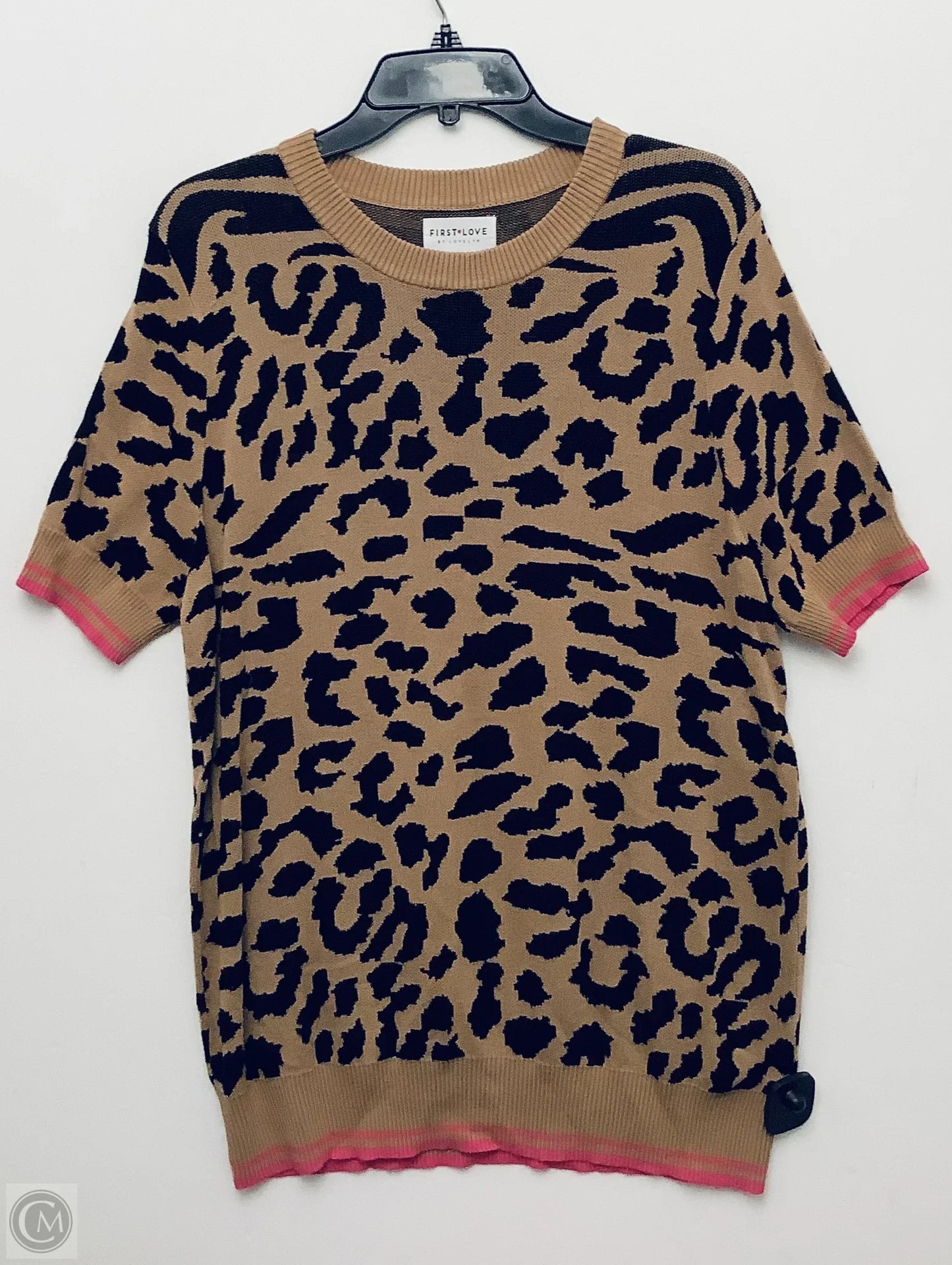 Top Short Sleeve By First Love In Animal Print, Size: Xl