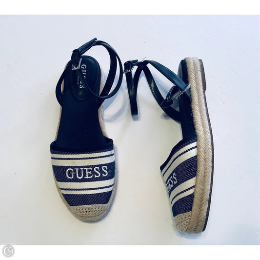 Sandals Flats By Guess In Black & White, Size: 9.5