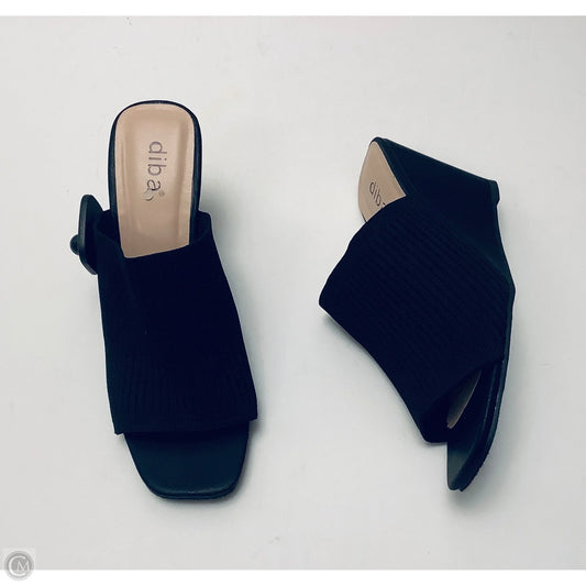 Sandals Heels Wedge By Diba In Black, Size: 9.5