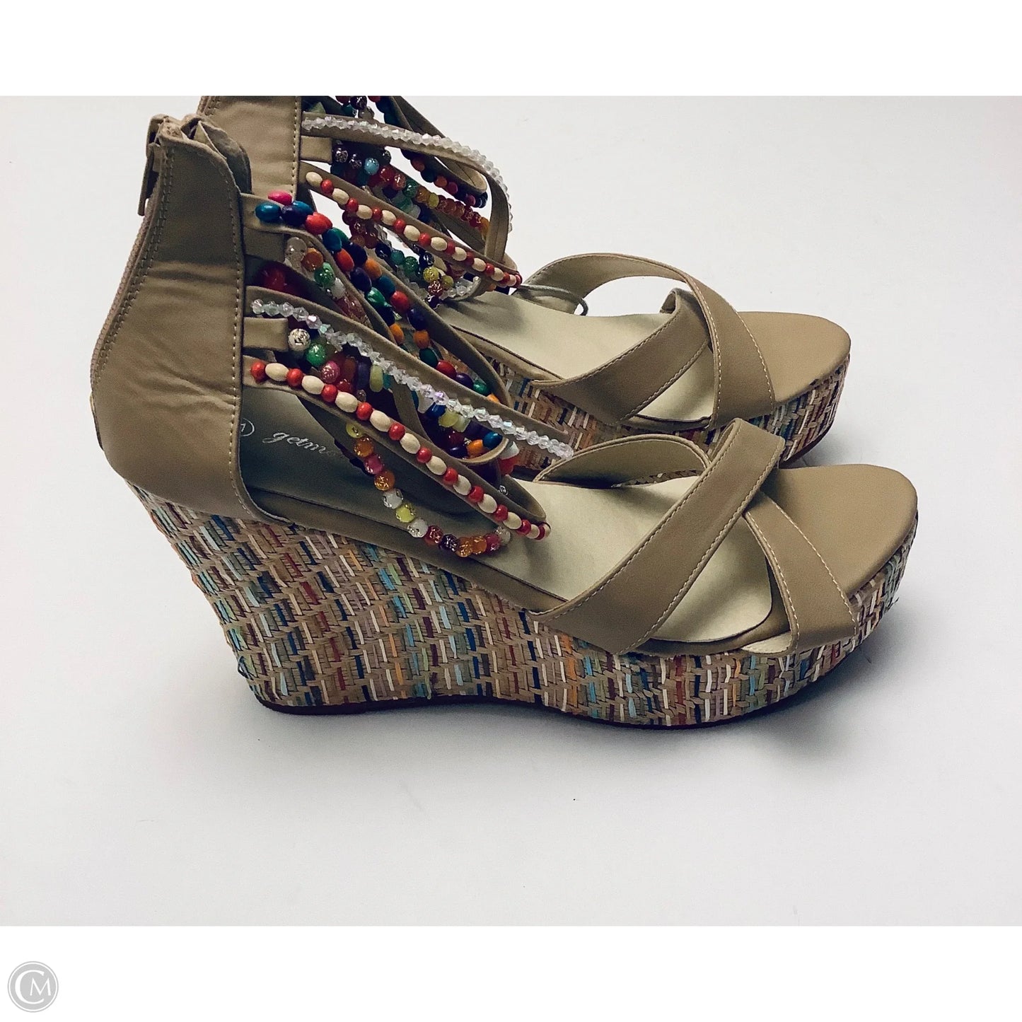 Sandals Heels Wedge By Clothes Mentor In Multi-colored, Size: 10