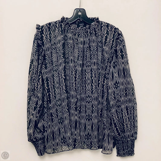 Top Long Sleeve By Vici In Black & Grey, Size: M