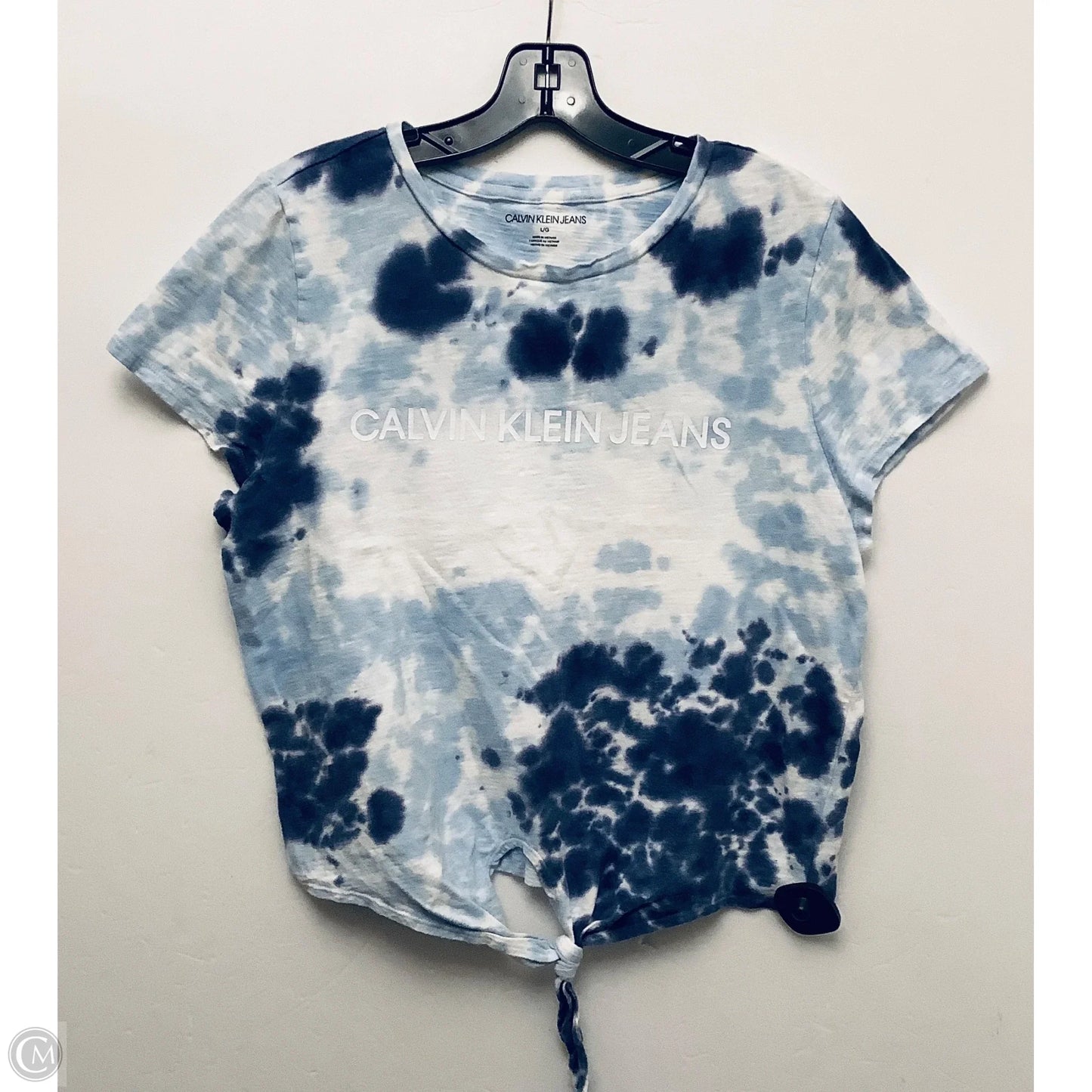 Top Short Sleeve By Calvin Klein In Tie Dye Print, Size: L