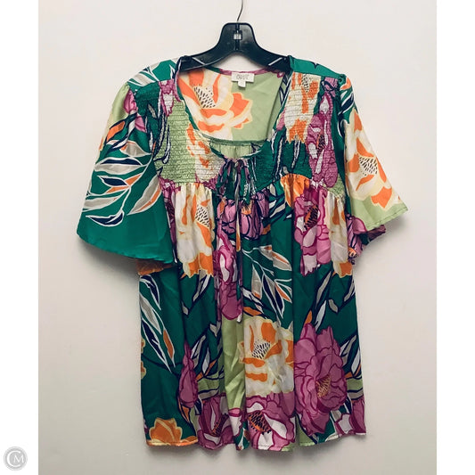 Top Short Sleeve By Oddi In Floral Print, Size: 2x