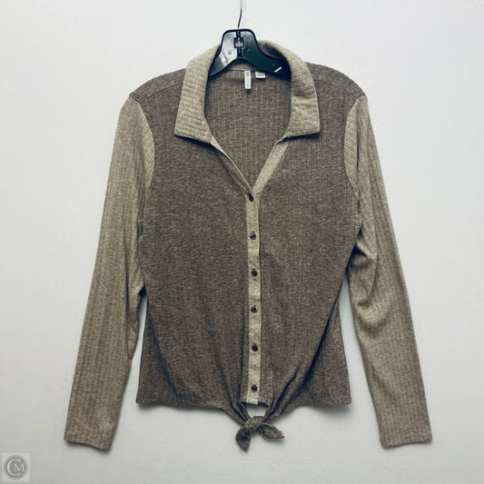 Top Long Sleeve Basic By Cato In Brown, Size: M