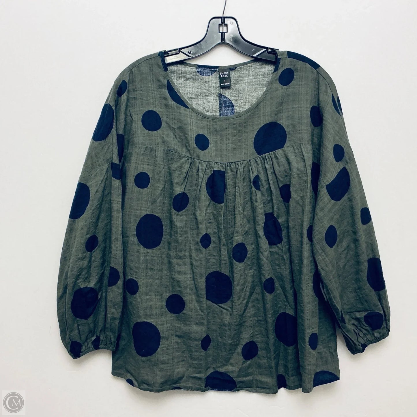 Top Long Sleeve By Clothes Mentor In Polkadot Pattern, Size: L
