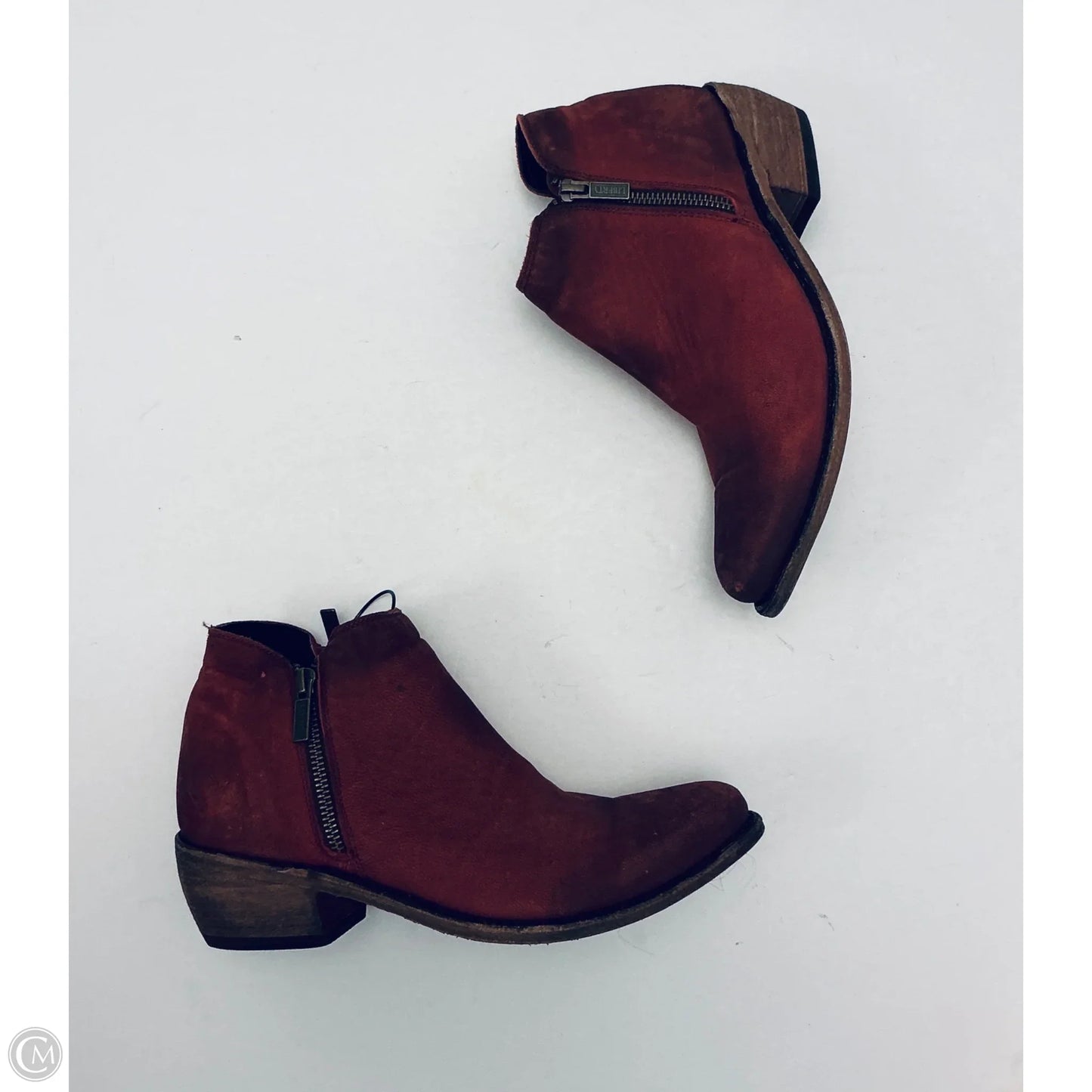 Boots Ankle Flats By Cmc In Maroon, Size: 8