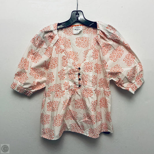 Top Short Sleeve By Anthropologie In Orange & White, Size: Xsp
