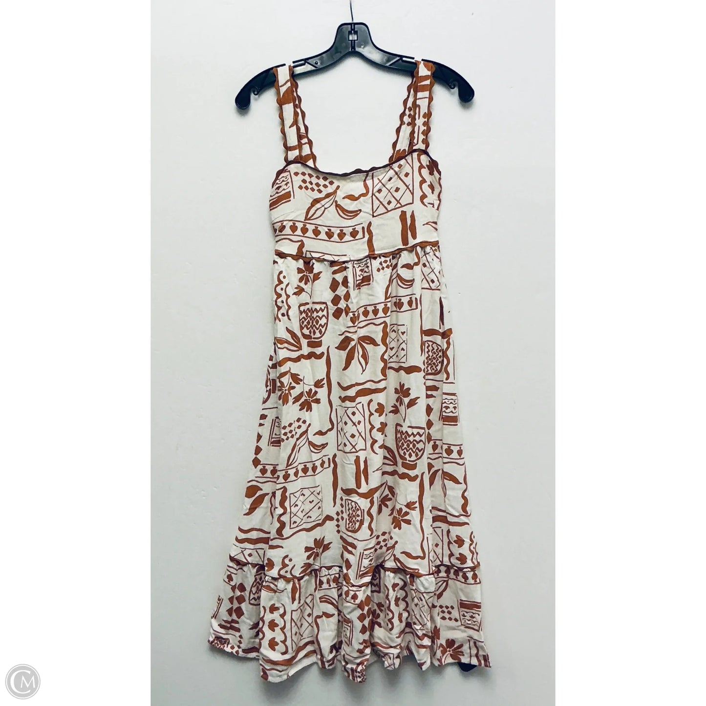 Dress Casual Midi By Calypso St Barth In Cream & Orange, Size: Xs