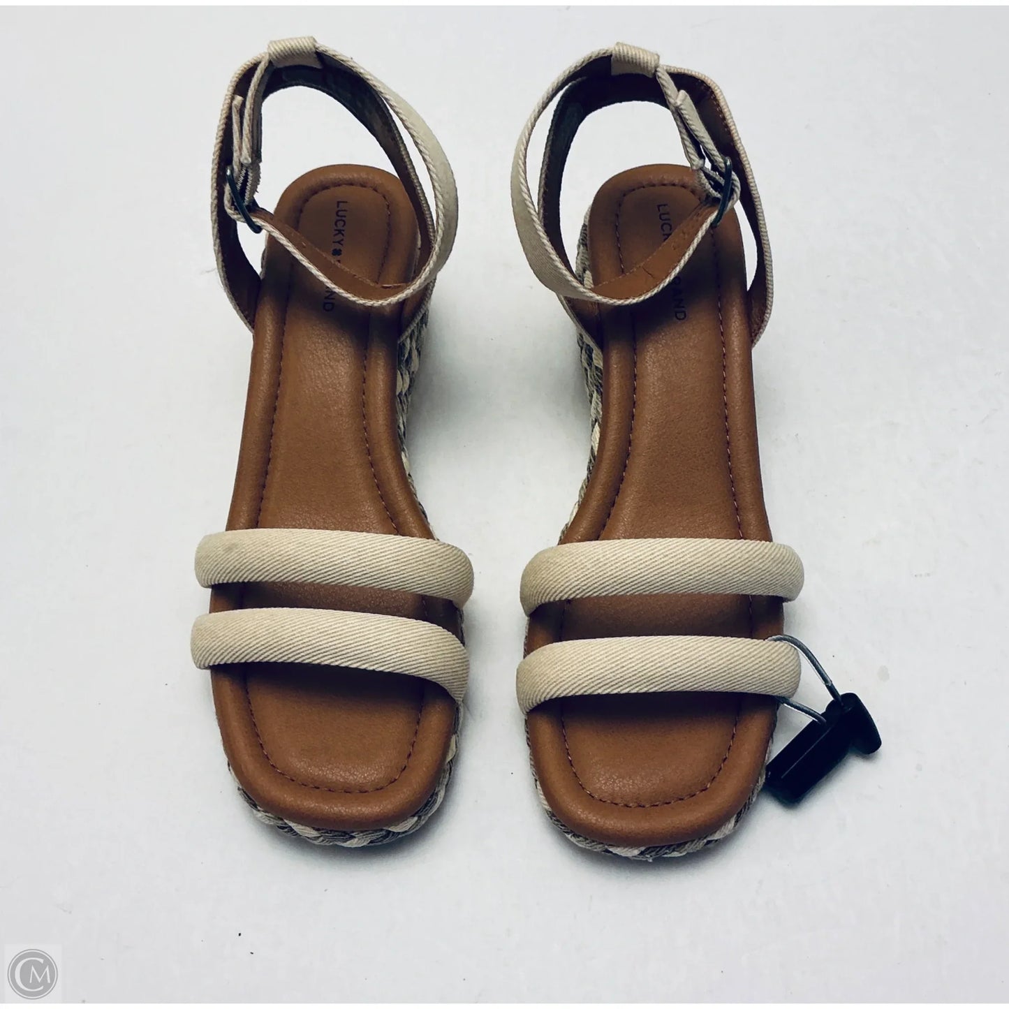 Sandals Heels Platform By Lucky Brand In Brown & Cream, Size: 10