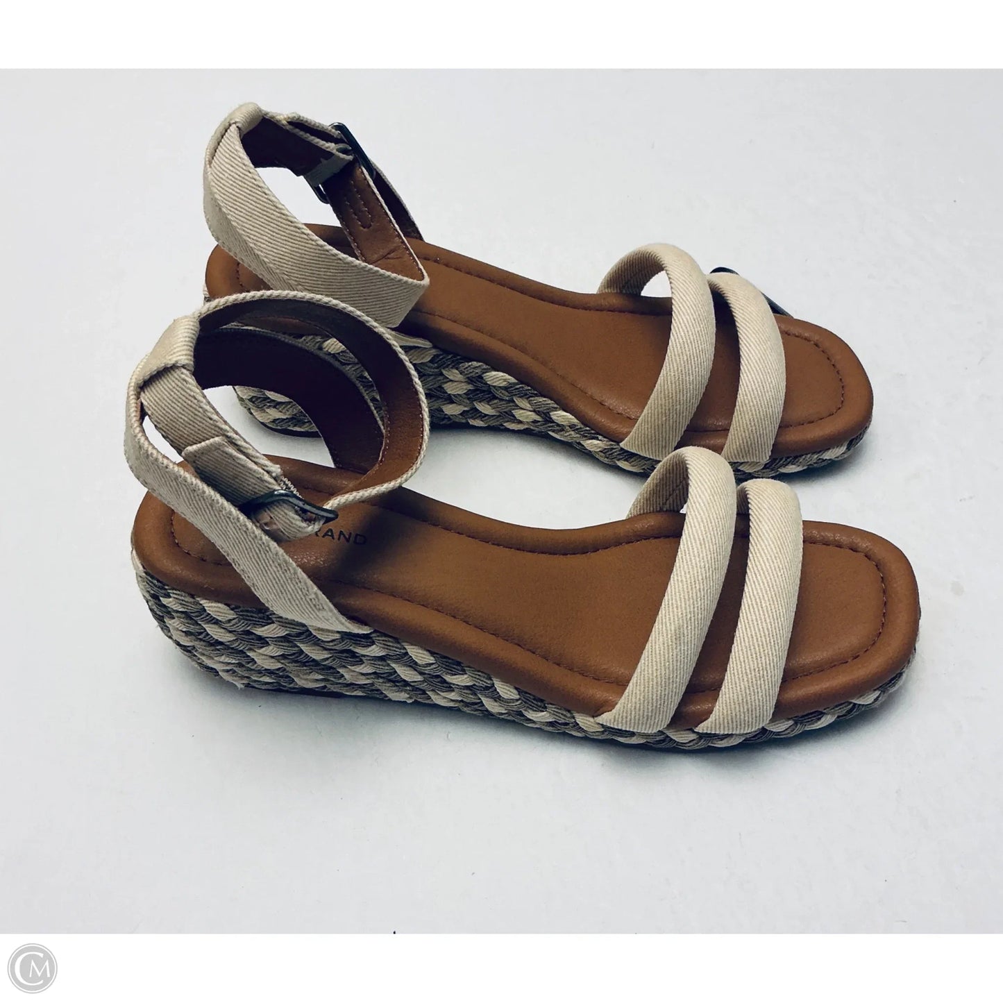 Sandals Heels Platform By Lucky Brand In Brown & Cream, Size: 10
