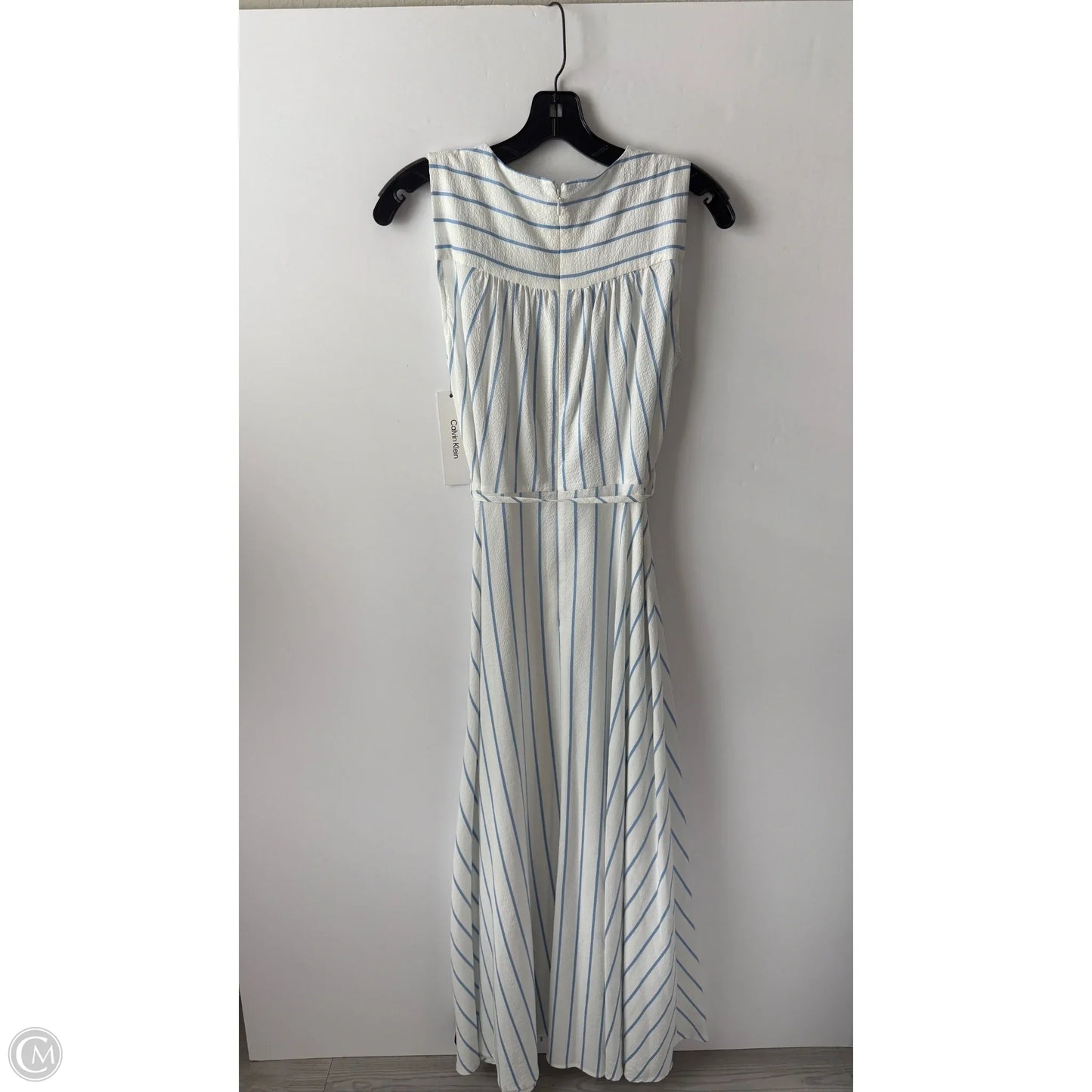 Dress Casual Midi By Calvin Klein In Striped Pattern, Size: M