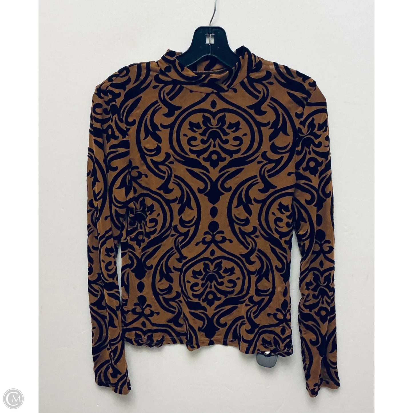 Top Long Sleeve Basic By Shein In Black & Brown, Size: L