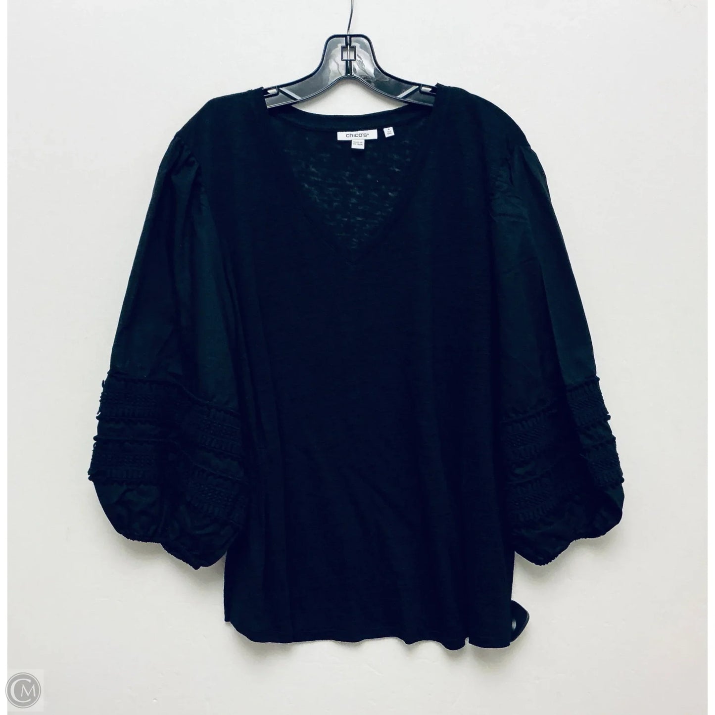 Top Short Sleeve By Chicos In Black, Size: Xxl