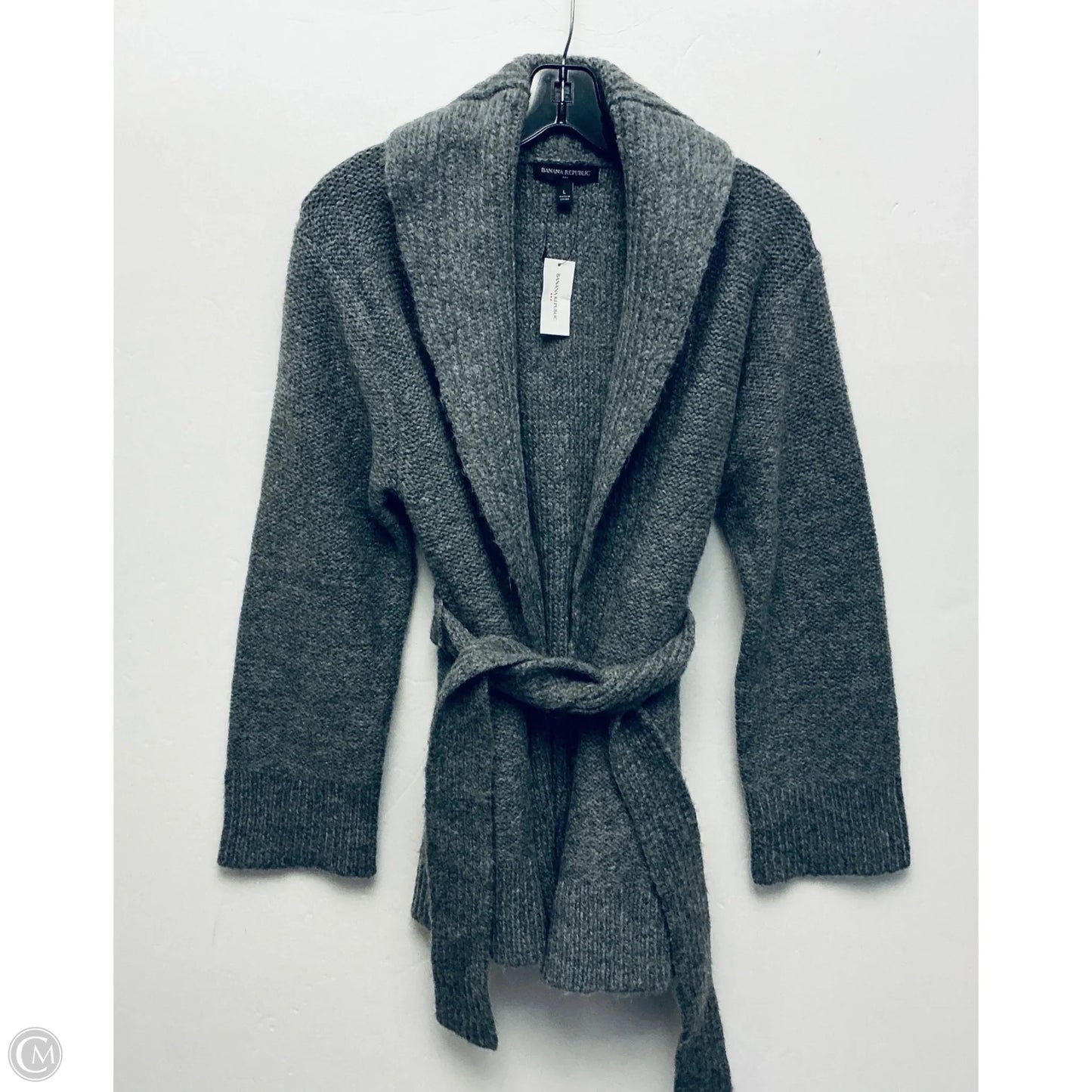 Sweater Cardigan By Banana Republic In Grey, Size: L
