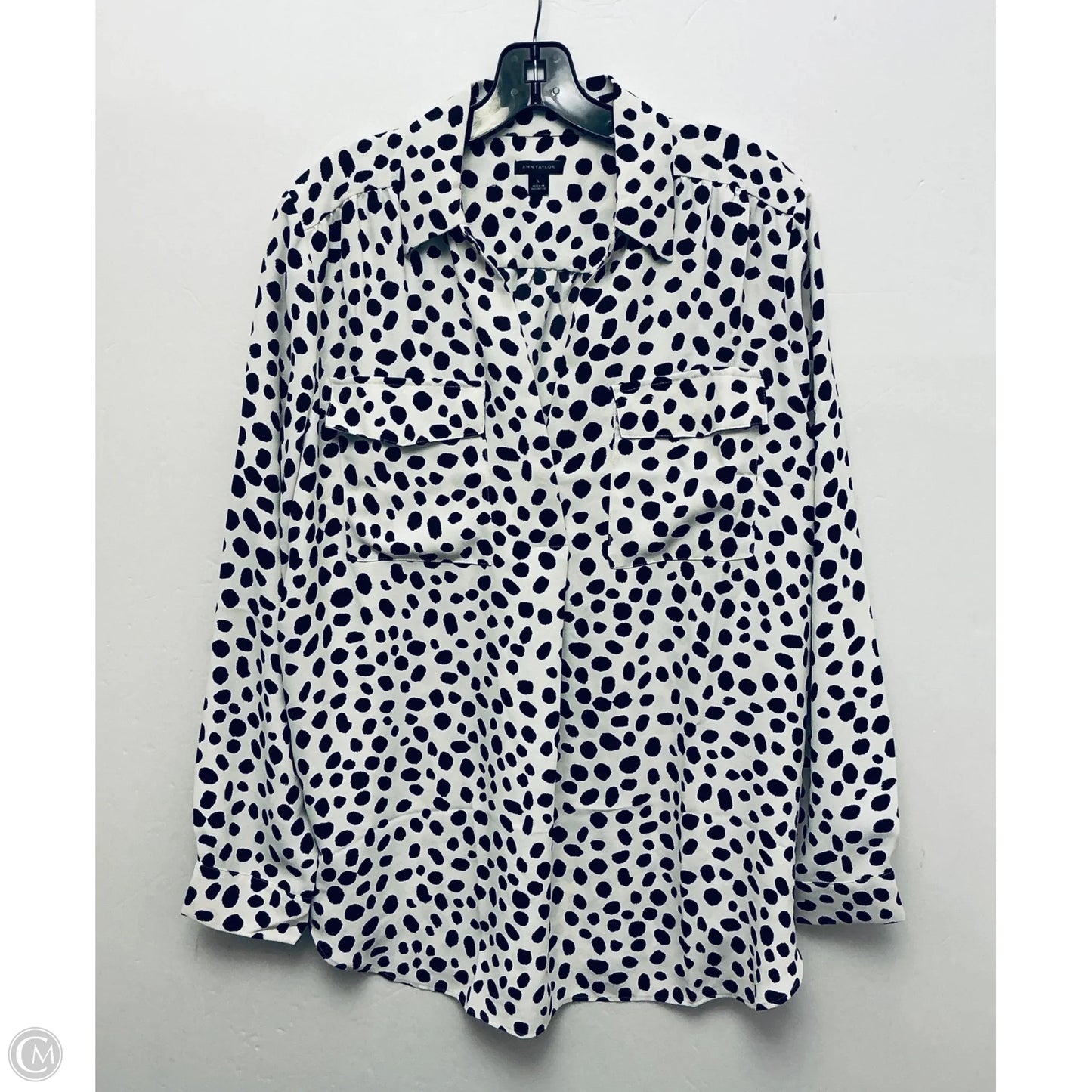 Top Long Sleeve By Ann Taylor In Polkadot Pattern, Size: L